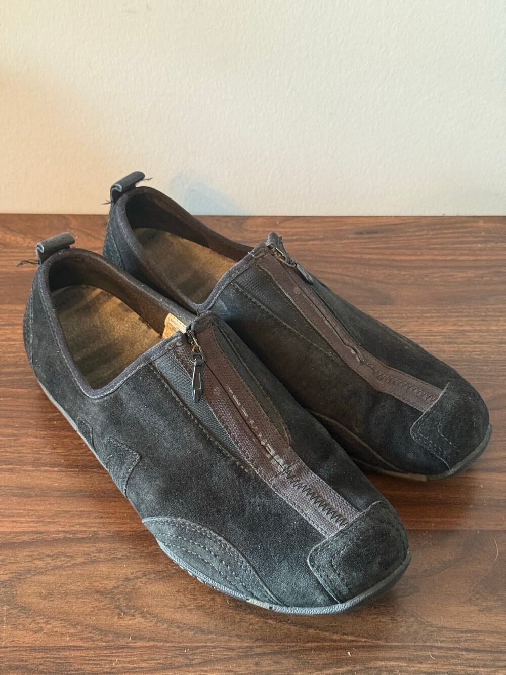 Merrell Black Midnight Mesh Suede Zip-Up Loafers Sneakers Minimalist Size 9.5